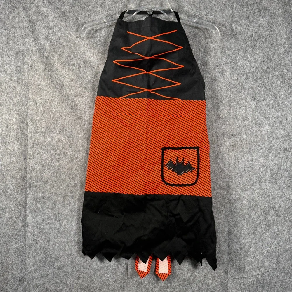 Halloween Apron Black Orange Bat‎ Witch Costume Spooky Party Holiday Decor